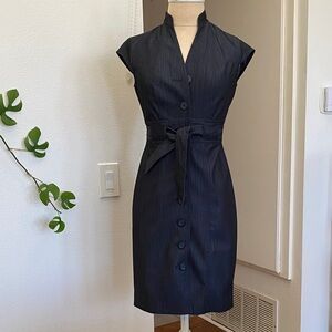 Calvin Klein Blue Midi Dress with Button Detail